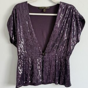 Sequin Party Top Women M New Years Eve Event Wedding‎ Guest Purple Mob Wife